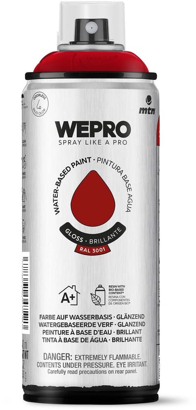 Spuitbus Ral 3001 Rood Glans MTN WEPRO WATER-BASED PAINT 400ML