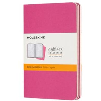 Moleskine cahier journal soft cover pocket kinetic roze gelinieerd à 3 stuks