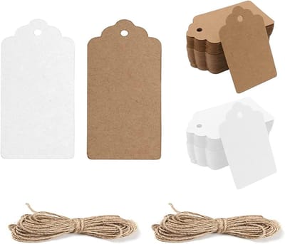 SnelShoppen - 100 Stuks 3 x 5 cm Labels Dragees - Kraft Papier, Duurzaam, Aangepast, Perfect voor Doop, Bruiloft, Feest, Creatieve Projecten
