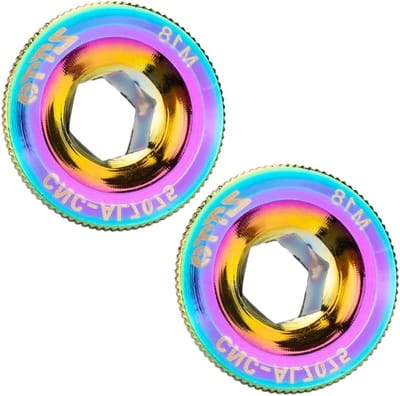 2 Stuks Crankset Schroeven voor Fietsen, Aluminium Crank Arm Bevestigingsbouten en M18 Kleur Crankkap voor Race- en Mountainbikes