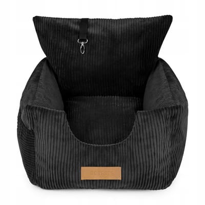 Dogeste 2-in-1 hondenautostoel en hondenmand voor kleine honden, autotransporter auto, corduroy bekleding, afneembare hoes, kleur zwart