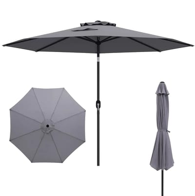 Innovastore Parasol - Tuinparasol - Buitenparasol - Opvouwbaar - Roestvrij aluminium - Kantelbaar - 300cm - Exlusief voet - Grijs