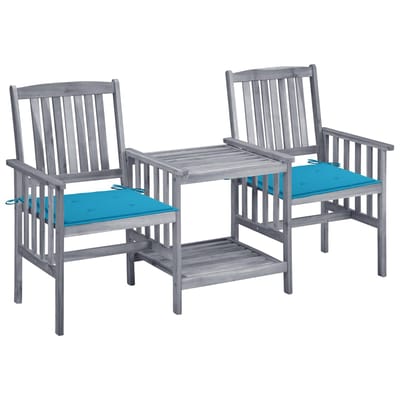 vidaXL - Tuinstoelen - met - tafeltje - en - kussens - massief - acaciahout