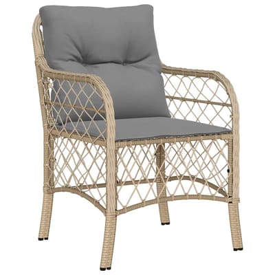 vidaXL - 5-delige - Tuinset - met - kussens - poly - rattan - gemengd - beige