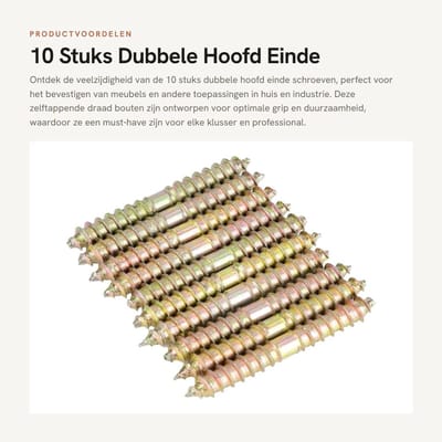 Dailygoods- Schroeven 10 stuks - Dubbele Hoofd Einde - Zelftappende Draad - Bevestiging - Meubels - Hoogwaardige Kwaliteit - Houtschroeven