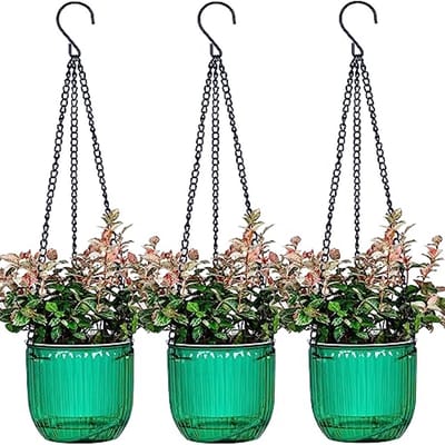 Omgoods - Set van 3 Hangende Bloempotten met Drainage, 4,5 Inch