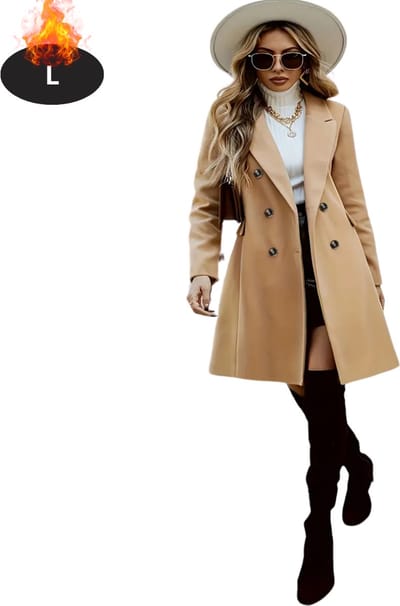 Livano Mantel Dames - Tussenmantel - Jas - Mantelpakje - Trenchcoat - Overjas - Overcoat - Winter - Khaki - L