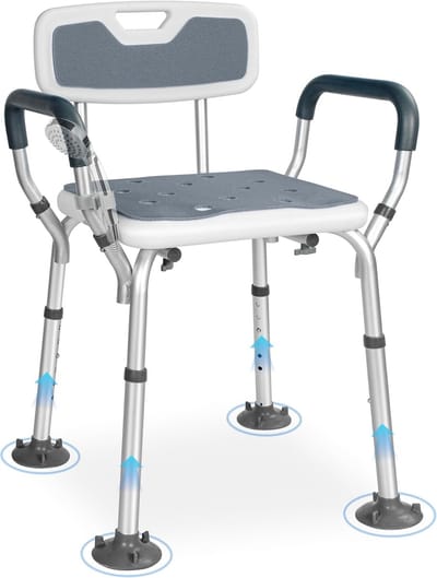 Douchestoel - Douchekruk - Veilig Douchen - Verstelbaar & Antislip - Max 136 kg - Grijs
