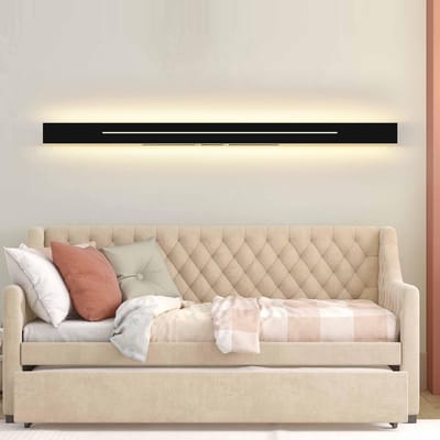 NETTLIFE Wandlamp LED - Zwart - 100CM Ganglamp - 3000K Warm Wit Licht - Binnen Wandlamp - Modern Trappenhuislamp - 31W Wandverlichting - voor Slaapkamer | Trappenhuis | Kinderkamer | Woonkamer