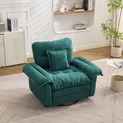 Clruro Draaifauteuil - XL - 360 Graden Draaibaar - met Extra Steunkussen - Chenille - Groen