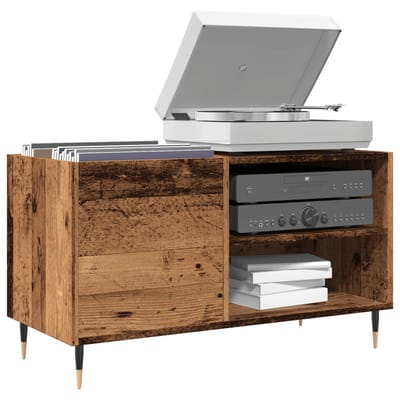 vidaXL - Platenkast - 84,5x38x48 - cm - bewerkt - hout - oud - houtkleurig