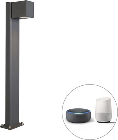 QAZQA baleno - Moderne LED Smart Staande Buitenlamp | Staande Lamp voor buiten incl. wifi - 1 lichts - H 65 cm - Donkergrijs - Buitenverlichting