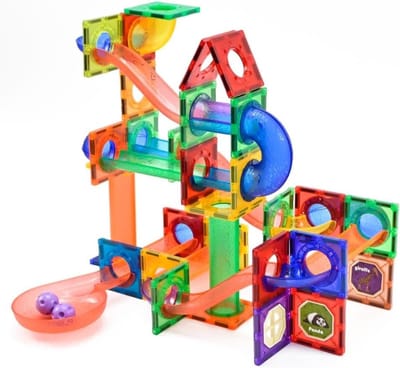 QIN® Magnetische Knikkerbaan - Magnetic Tiles - Magnetisch Speelgoed - 100 Stuks - Veelkleurig - 3cm x 2cm x 1cm