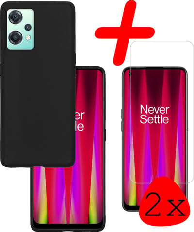 Hoesje Met 2x Screenprotector - Geschikt voor OnePlus Nord CE 2 Lite - Sterk & Shockproof - Back Cover - Siliconen Case - Telefoon Hoes - Zwart