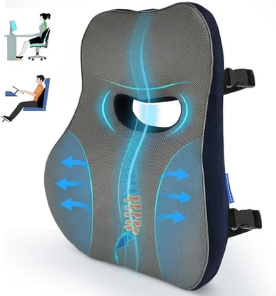Ergonomisch Lendensteun Kussen voor Stoelen met Geheugenfoam - Ideaal voor Auto en Kantoor, Ondersteuning voor Rugpijn en Comfort