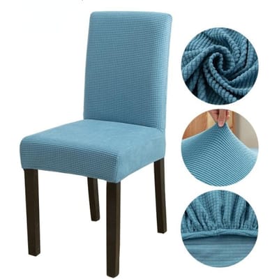 1/2/4/6 pièces Jacquard salle à manger housses de chaise extensible doux housses de chaise siège de chaise lavable amovible pour salle à manger 1-Pcs bleu