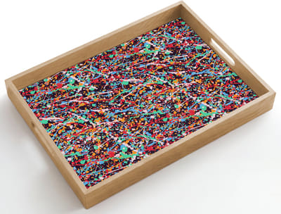 Dienblad hout 50x35 cm - Schootdienblad - Spat - Abstract - Waterverf - Multi - Borrelplank rechthoek - Plateau dienbladen