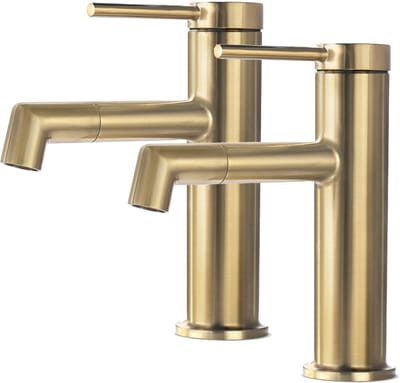 Lonheo max Wastafelkraan - (2 Set) - Goud Badkamerkraan - met 360° Draaibare Uitloop - Mengkraan - RVS - Koud en Warm - Eéngreeps Badkamer Kraan - Waterbesparende