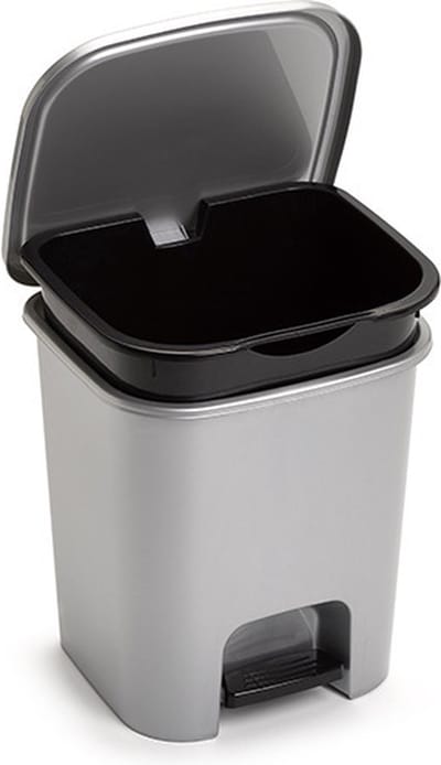 Plasticforte Pedaalemmer - zilver - 7,5 liter - 24x22x25 cm - kunststof - afvalbak