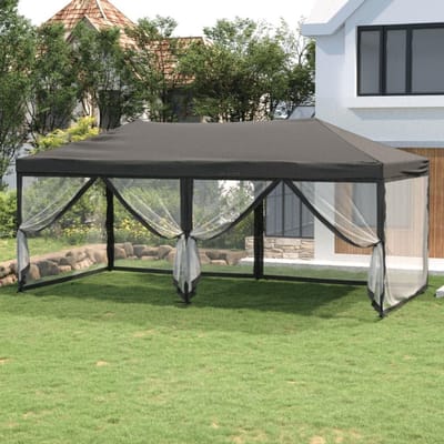 Vouwbare Partytent - Tuinpaviljoen Overkapping - Buitenfeesten Organiseren - Met Zijwanden Waterdicht - 3 x 6 Meter - Antraciet