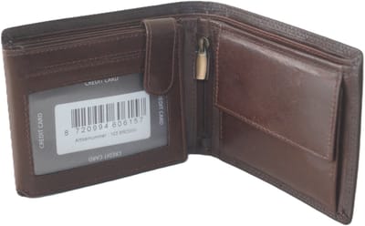 OI LUXE bruine leren heren portemonnee / klassieke billfold laag model voor veel pasjes / complete portemonnee voor veel pasjes standaard model / anti skim / bruin / 102Brown CRUNCH