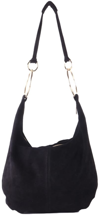 Giuliano lederen schoudertas Lani - Suede - Made in Italy - Zwart