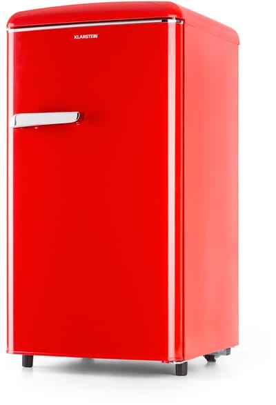 Klarstein Diepvriezer Laika 60 Liter Gesamtvolumen, Thermostaat met 5 standen, 0 tot 18 °C, vrijstaand, retro design, rood - Vrieskast Diepvrieskast - voor Keuken - 4-Sterren Compact - Thermostaat - Freezer - Vrieskast Klein