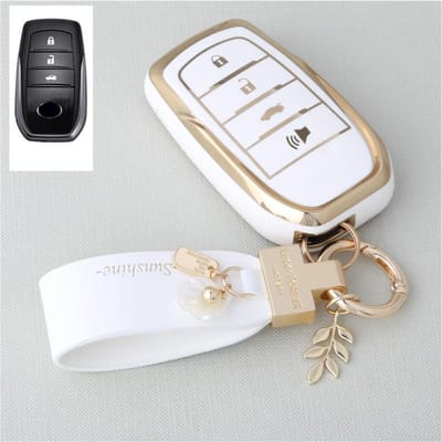 Voor Toyota Yaris Cross Hilux Innova Fortuner Camry Land Cruiser 200 300 Prado Crown Tlk 200 2/3 Knoppen Tpu Auto Sleutelhoesje Cover