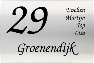 RVS naambord gebogen 25 x 15 cm