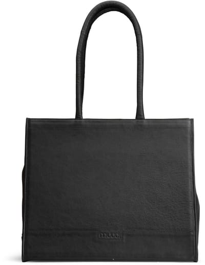 Muud - Bina XL - Handgemaakte lederen shopper - Kleur : Zwart