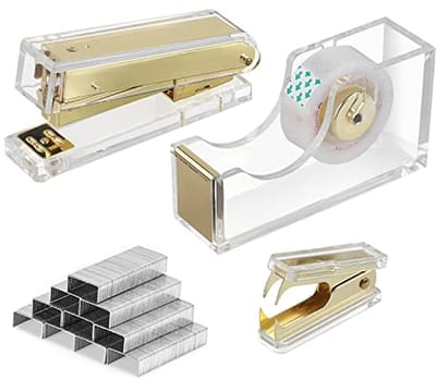 Acryl Nietmachine met 1000 Nietjes en Tapehouder - Kantooraccessoires en Stationaire Set