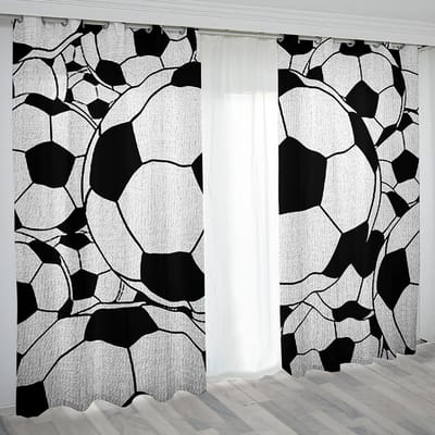 Gratis Verzending 3D Goedkope Voetballen Voetbal Blauw Design Dunne Schaduw Kid Raamgordijn in de Woonkamer Jongens Decoratie Haken 100W130H(CM)40x51in&Grommet Top