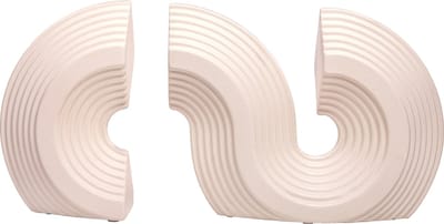 QUVIO Boekensteun - Geometrische boekensteunen - Minimalistische woondecoratie - Steun voor boeken - Keramische decoratie modern - Functioneel en decoratief accessoire - Trendy interieurdecoratie - Keramiek - Beige - Set van 2