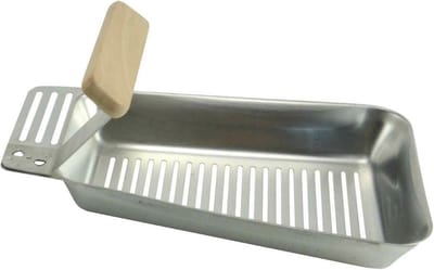 BBQ Collection RVS Barbecuepan - Houten Handvat - Vetafvoer Gleuven - 25x16 cm