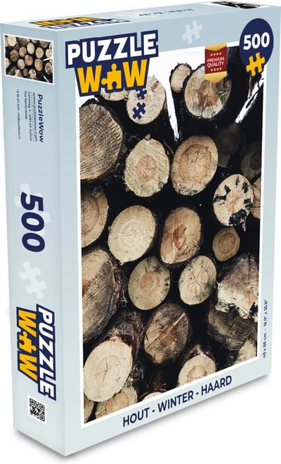 Puzzel Hout - Winter - Haard - Boomstam - Legpuzzel - Puzzel 500 stukjes