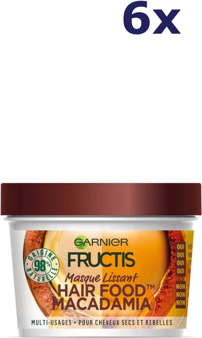 6x Garnier Fructis Hair Food Macadamia 390ML haarmasker nourrissant