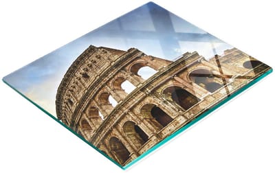 Multifunctionele decoratieve snijplank van gehard staal voor de keuken, Colosseum Rome, 60x52 cm