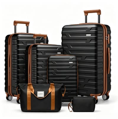 Koffer - Kofferset - Hardcase koffer - Reiskofferset - Uitbreidbaar - Krasbestendig - Veiligheidsslot - 6-delig - Reizen - Zwart