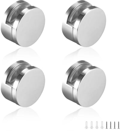Dailygoods- Glasclip Set van 4 - Zinklegering - Bevestigingsbeugel - Voor Spiegel/Plank - Maximale belasting 10 kg - Eenvoudig te installeren - Spiegelclip
