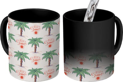 Magische Mok - Foto op Warmte Mokken - Koffiemok - Palmboom - Zomer - Patronen - Magic Mok - Beker - 350 ML - Theemok