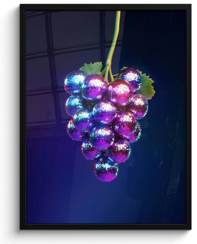 Fotolijst inclusief poster - Posterlijst 50x70 cm - Posters - Paars - Disco - Feest - Druif - Foto in lijst - Keuken decoratie muur - Wanddecoratie accessoires - Muurdecoratie - Schilderijen