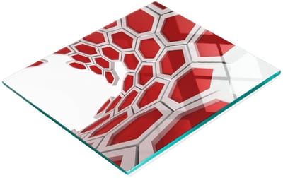 Decoratieve glazen serveerplank met 3D-afbeeldingen voor het serveren van snacks, 60x52 cm
