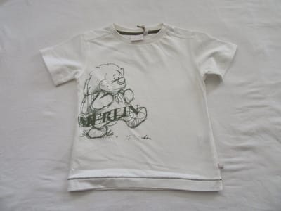 noukie's , jongens , t-shirt korte mouw , creme met groen merlin , 3 jaar 98