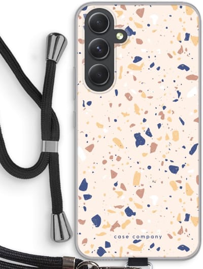 Case Company® - Hoesje met koord geschikt voor Samsung Galaxy A54 hoesje met Koord - Terrazzo N°23 - Telefoonhoesje met Zwart Koord - Bescherming aan alle Kanten en Over de Schermrand