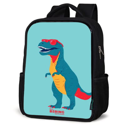 NoBoringSuitcases.com® - Rugzak zwart jongens - Schooltas jongen - NoBoringSuitcases.com® - Rugzak zwart - Schooltas jongen & meisje - Coole T. rex met zonnebril - Rugtas voor school - Boekentas kind - Schoolrugzak - Kinderrugzak