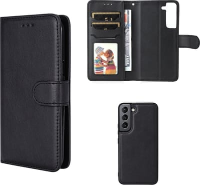 MobyDefend Hoesje - Geschikt voor Samsung Galaxy S22 - Luxe 2-in-1 Wallet Book Case Met Uitneembare Backcover - Zwart