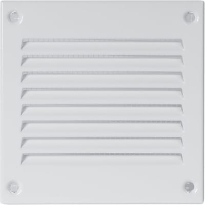 Stalen rooster, terugvoer, luchtrooster, ideaal voor plafond en zijwand HVAC met insectenbescherming (10 x 10 cm, wit)