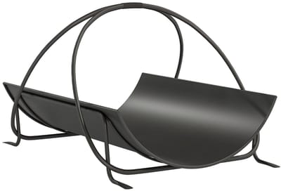 Haardhoutrek binnen - Houtopslag haard - Brandhoutrek metaal - Haardhout houder - Geometrisch - Met handvat - Stevig - Modern - Woonkamer - 51x38x33cm - 1 Stuk - Zwart