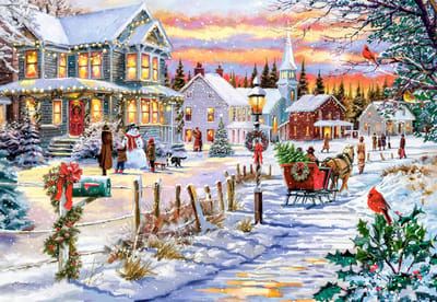 Castorland kerstpuzzel 1000 stukjes - Christmas Tree is Coming puzzel.
