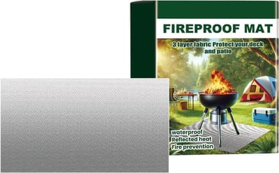 Vuurkorf Mat - Grondbeschermer Terras - Veilig BBQ - Hittebestendig Materiaal - 99x152cm - Zwart